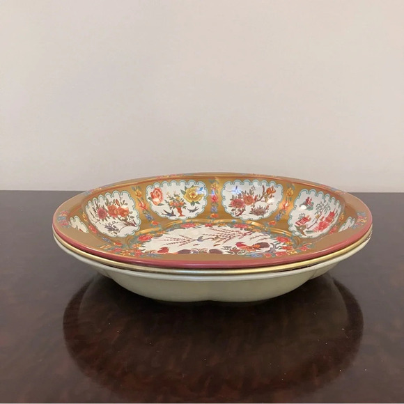 VTG  1971 Daher  Ware Round Tin  Bowls (3) England 10.25” Chicken Bird Floral - Picture 8 of 9